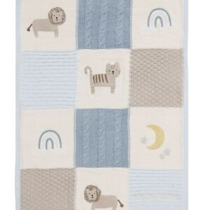 Pottery Barn Kids Cozy Blue and Cream Blanket